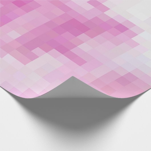 Roze en wit pixel inpakkend document cadeaupapier (Hoek)