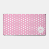 Roze en Wit Polka Dot Monogram Bureaumat (Voorkant)