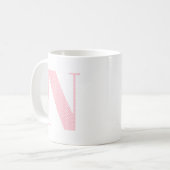 Roze en Wit Polka Dot Monogram Koffiemok (Voorkant links)