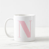 Roze en Wit Polka Dot Monogram Koffiemok (Links)