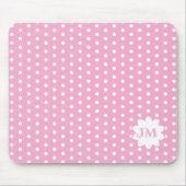 Roze en Wit Polka Dot Monogram Muismat (Voorkant)