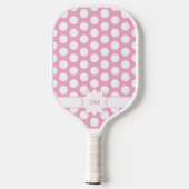 Roze en Wit Polka Dot Monogram Pickleball Paddle (Achterkant)