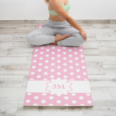 Roze en Wit Polka Dot Monogram Yogamat