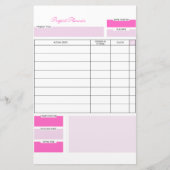 Roze en wit Project Planner Sheet Briefpapier (Voorkant)