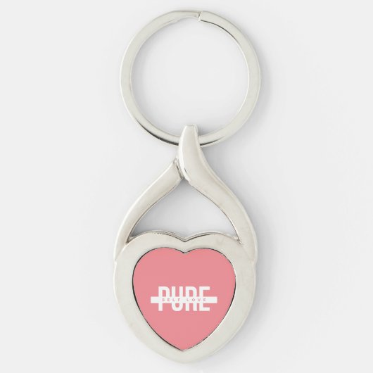 Roze en Wit Pure Self Love Metal Sleutelhanger (Voorkant)