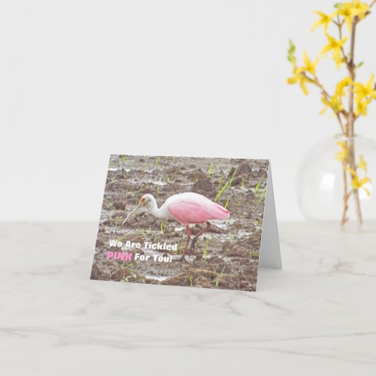 ROZE EN WIT ROZE SPOONBILL/TICKLED VOOR YOU/CONG KAART (Gele Bloem)