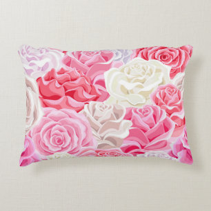 roze en wit rozen naadloos patroon. Flowers tex Accent Kussen