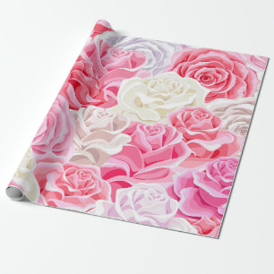 roze en wit rozen naadloos patroon. Flowers tex Cadeaupapier