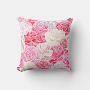 roze en wit rozen naadloos patroon. Flowers tex Kussen