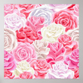 roze en wit rozen naadloos patroon. Flowers tex Poster (Voorkant)