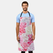 roze en wit rozen naadloos patroon. Flowers tex Schort (Gedragen)