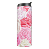 roze en wit rozen naadloos patroon. Flowers tex Thermosbeker (Gedraaid links)