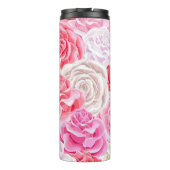 roze en wit rozen naadloos patroon. Flowers tex Thermosbeker (Achterkant)
