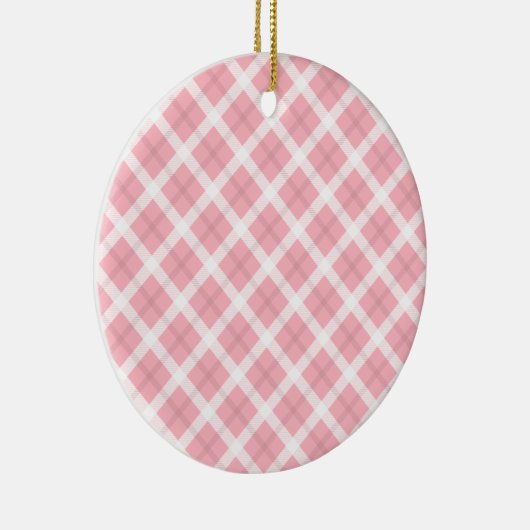 Roze en wit ruitjespatroon keramisch ornament (Rechts)