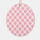 Roze en wit ruitjespatroon keramisch ornament (Links)