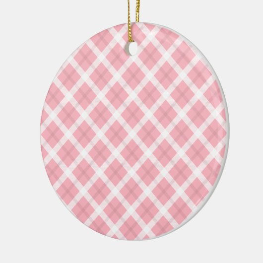 Roze en wit ruitjespatroon keramisch ornament (Links)