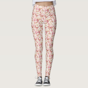 Roze en Wit Sakura Patroon Leggings