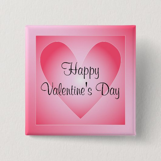 Roze en wit schattig hart vierkante button 5,1 cm (Voorkant)