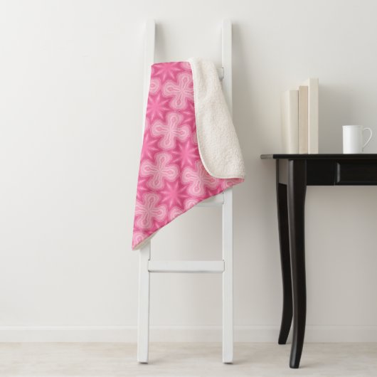 Roze en wit sherpa deken (In situ)