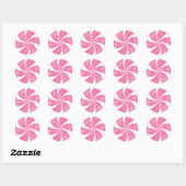 Roze en wit snoepjes werveling, pepermunt snoep ronde sticker (Vel)