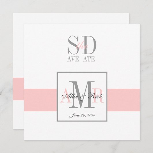 Roze en Wit sparen de Aankondiging van het huwelij (Voorkant / Achterkant)