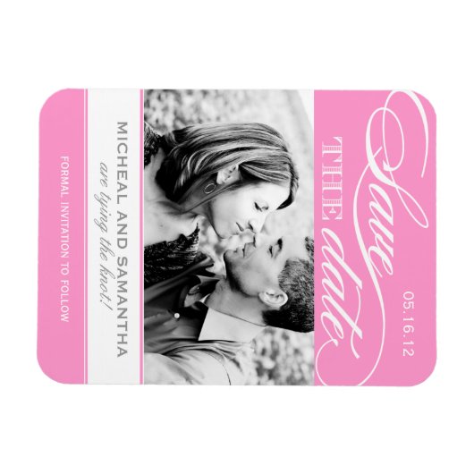 Roze en Wit sparen de Magneten van de Datum (Horizontaal)