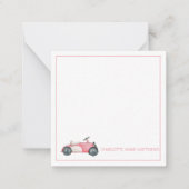 Roze en Wit  Speelgoed Auto Gepersonaliseerd Notitiekaartje (Voorkant)