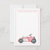 Roze en Wit  Speelgoed Auto Gepersonaliseerd Notitiekaartje (Voorkant)