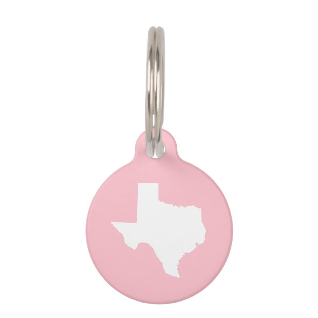 Roze en Wit Texas Huisdierpenning (Voorkant)