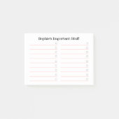 Roze en wit to do lijst | Gepersonaliseerd Post-it® Notes (Voorkant)