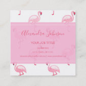 Roze en wit tropisch Flamingo patroon Vierkante Visitekaartje (Achterkant)