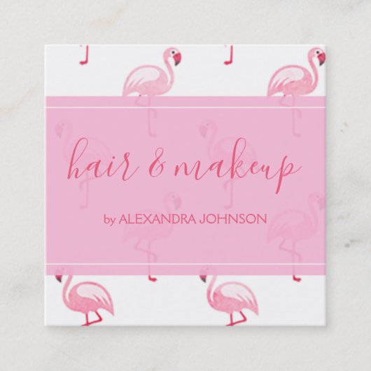 Roze en wit tropisch Flamingo patroon Vierkante Visitekaartje (Voorkant)