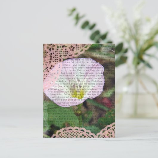 Roze en wit veld bind wiet briefkaart (Staand voorkant)