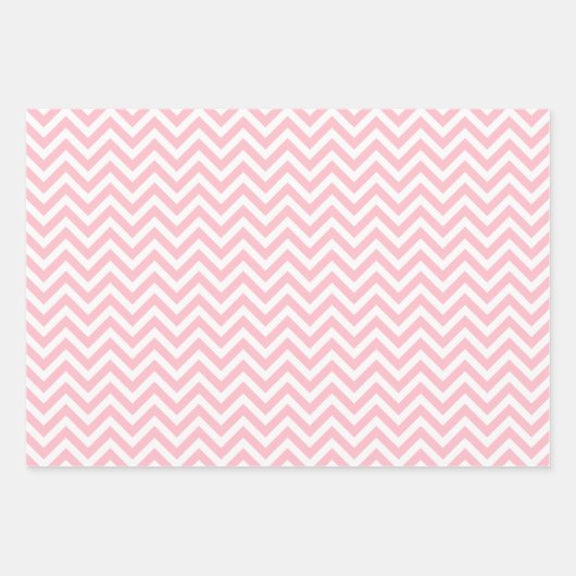 Roze en Wit Verschillende Maten Chevron Inpakpapier Vel (Voorkant 3)