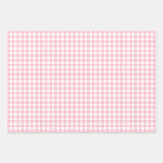 Roze en Wit Verschillende Maten Gingham Checks Inpakpapier Vel (Voorkant 3)