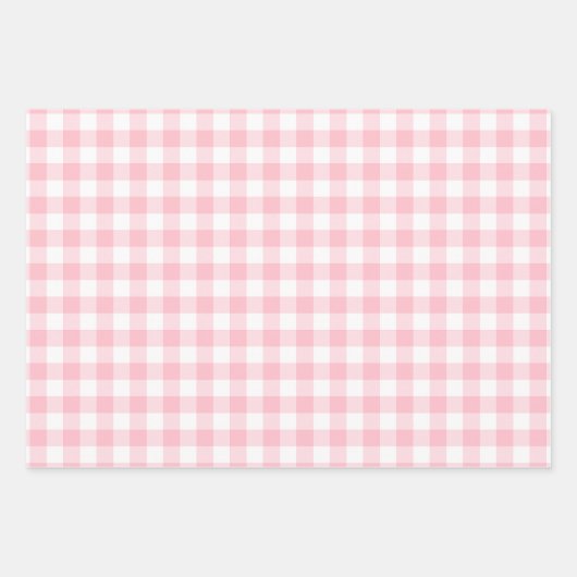 Roze en Wit Verschillende Maten Gingham Checks Inpakpapier Vel (Voorkant 2)