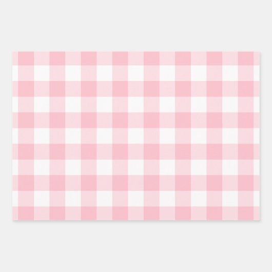 Roze en Wit Verschillende Maten Gingham Checks Inpakpapier Vel (Voorkant)