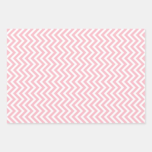 Roze en Wit Verschillende Maten Verticale Chevron Inpakpapier Vel (Voorkant 3)