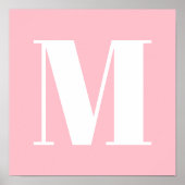 Roze en Wit Vet Stijlvol Monogram Poster (Voorkant)