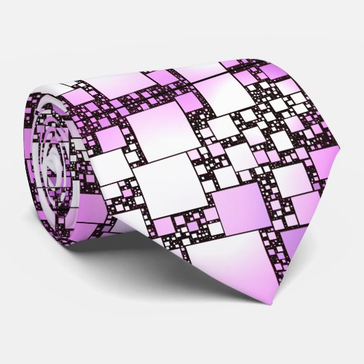 Roze en Wit Vierkant Dancing Stropdas (Opgerold)