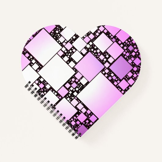 Roze en Wit Vierkant Dansend Hart Gevormd Notitieboek (Voorkant)