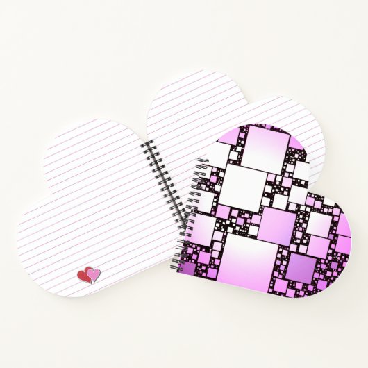 Roze en Wit Vierkant Dansend Hart Gevormd Notitieboek (Binnen)