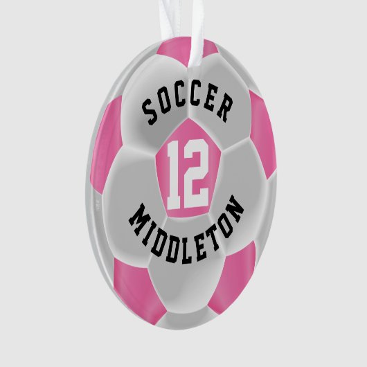 Roze en Wit ⚽ Voetbal Ornament (voorkant)