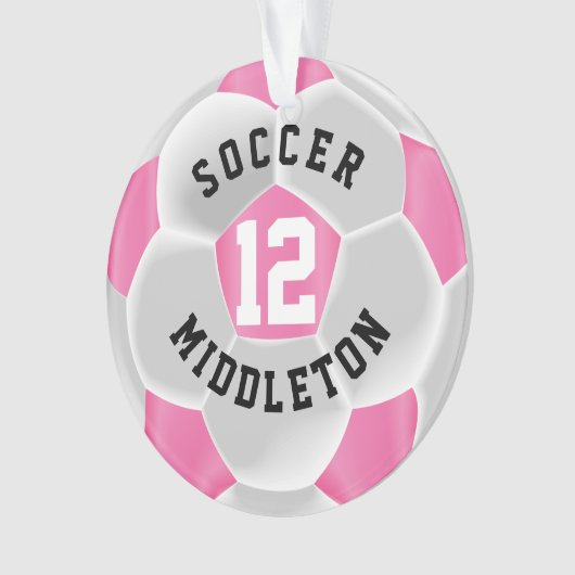Roze en Wit ⚽ Voetbal Ornament (voorkant)