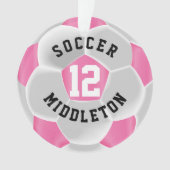 Roze en Wit ⚽ Voetbal Ornament (voorkant)