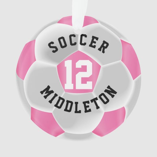 Roze en Wit ⚽ Voetbal Ornament (voorkant)