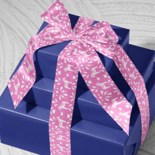 Roze en Wit Zweeds Dala Paard Vakantie Gift Satijnen Lint