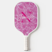 Roze en Wit Zwembad Foto Chique Monogram Pickleball Paddle (Voorkant)