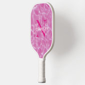 Roze en Wit Zwembad Foto Chique Monogram Pickleball Paddle (Links)