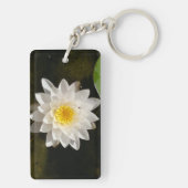 Roze en witte 2-zijdige print Lotus Sleutelhanger (achterkant)